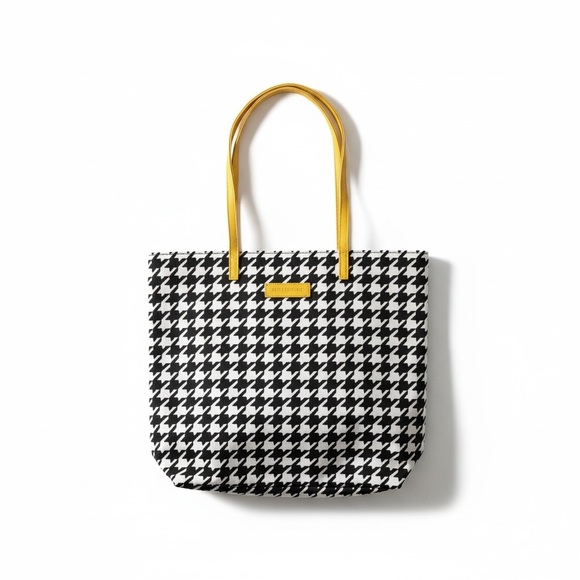 Vera Bradley Handbags - Vera Bradley Tote Bag in the "Midnight Houndstooth" pattern with yellow straps